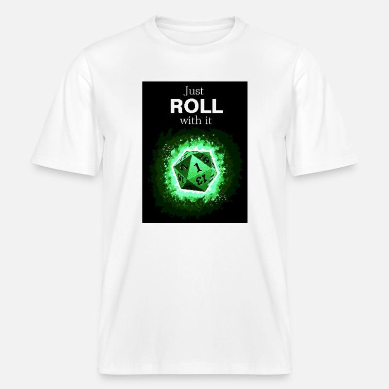Faites simplement avec les dés verts rétro D20 -  T-shirt unisexe RELAXED FIT en coton bio - blanc