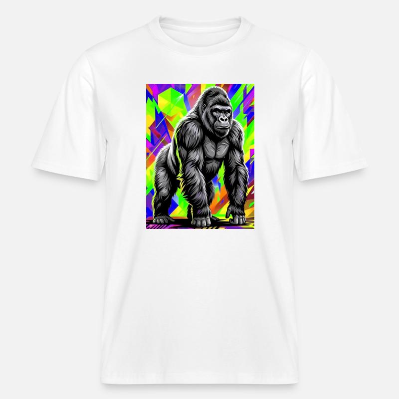gorille - T-shirt unisexe RELAXED FIT en coton bio - blanc
