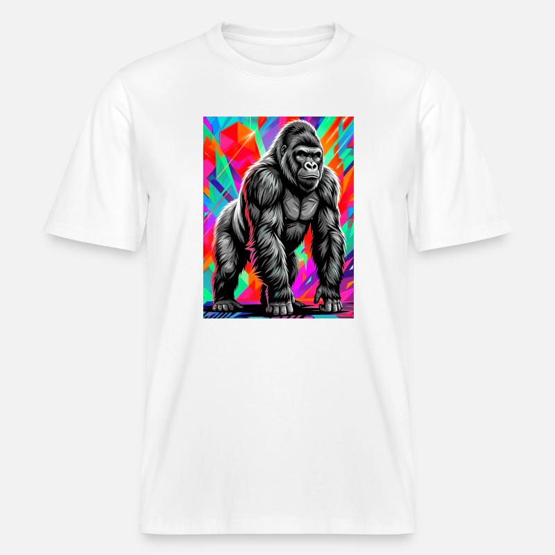 gorille - T-shirt unisexe RELAXED FIT en coton bio - blanc
