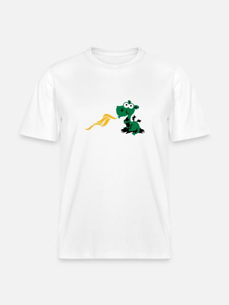dragon spits fire -  RELAXED FIT Unisex Organic T-Shirt - Weiß