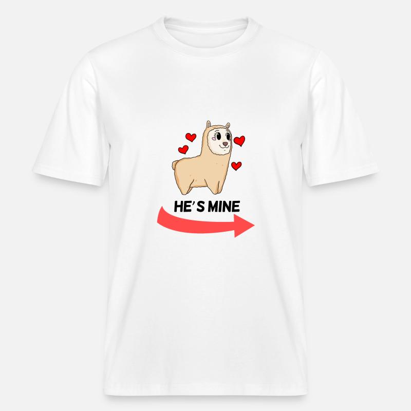 He is Mine - Partnerlook 1 - T-shirt unisexe RELAXED FIT en coton bio - blanc