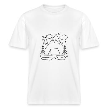 Berg Berge Wandern -  RELAXED FIT Unisex Organic T-Shirt - Weiß - Vorne - Alina (178cm) & Michal (187cm)