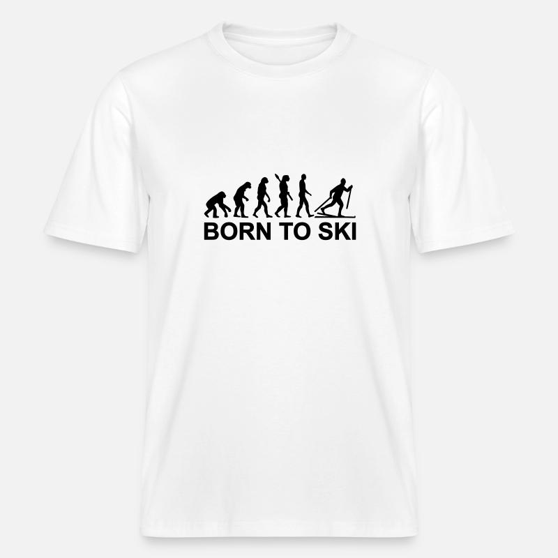 Évolution Ski de fond -  T-shirt unisexe RELAXED FIT en coton bio - blanc