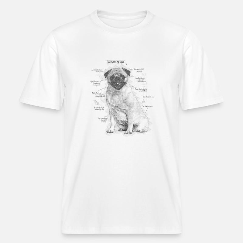 Anatomie d’un carlin -  T-shirt unisexe RELAXED FIT en coton bio - blanc