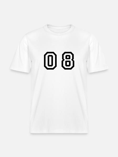 number - 08 - zero eight -  RELAXED FIT Unisex Organic T-Shirt - white
