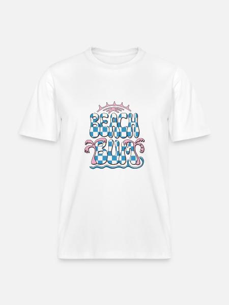 Beach Bum Palmen Sommer Strand Retro Karos Surf -  RELAXED FIT Unisex Organic T-Shirt - Weiß