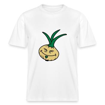 Funny Onion -  RELAXED FIT Unisex Organic T-Shirt - Weiß - Vorne - Alina (178cm) & Michal (187cm)