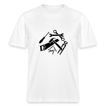 Werkzeug -  RELAXED FIT Unisex Organic T-Shirt - Weiß - Vorne - Alina (178cm) & Michal (187cm)