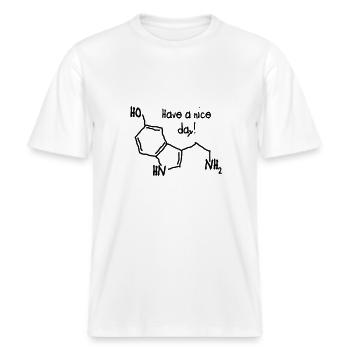 Serotonin -  RELAXED FIT Unisex Organic T-Shirt - Weiß - Vorne - Alina (178cm) & Michal (187cm)