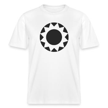Abstract Sun Sunshine Abstract Art -  RELAXED FIT Unisex Organic T-Shirt - white - Front - Alina (178cm) & Michal (187cm)
