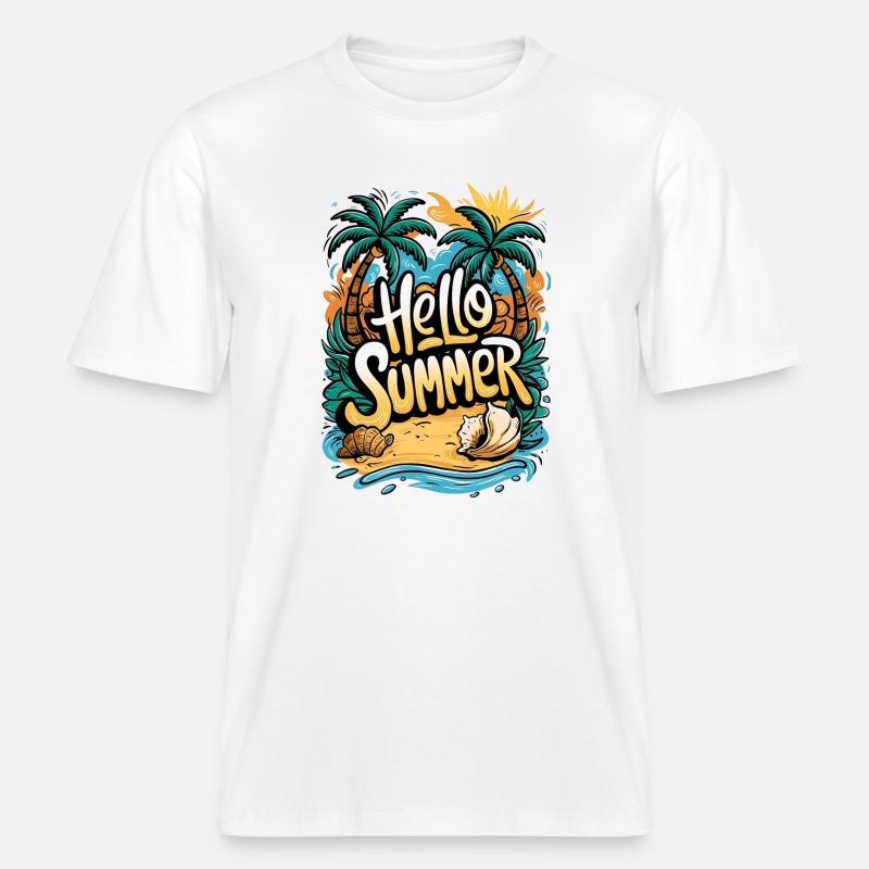 Conception de plage d’été tropical -  T-shirt unisexe RELAXED FIT en coton bio - blanc