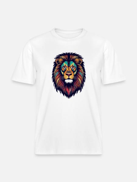 Leuchtender Löwe Farbexplosion - RELAXED FIT Unisex Organic T-Shirt - Weiß