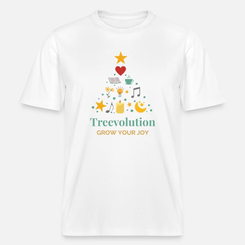 Treevolution Growing Joy -  T-shirt unisexe RELAXED FIT en coton bio - blanc