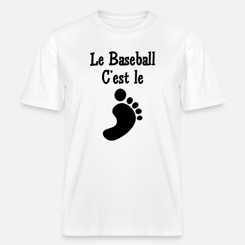 Le Baseball c’est le Pied -  T-shirt unisexe RELAXED FIT en coton bio - blanc