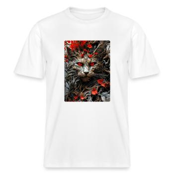 Spooky Plants Cat 1.6 -  RELAXED FIT Unisex Organic T-Shirt - white - Front - Alina (178cm) & Michal (187cm)