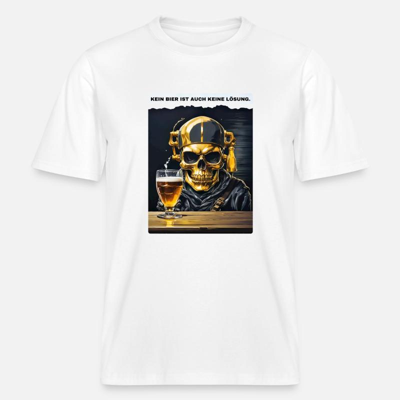 Bier Experte Skull 1.7 -  RELAXED FIT Unisex Organic T-Shirt - Weiß