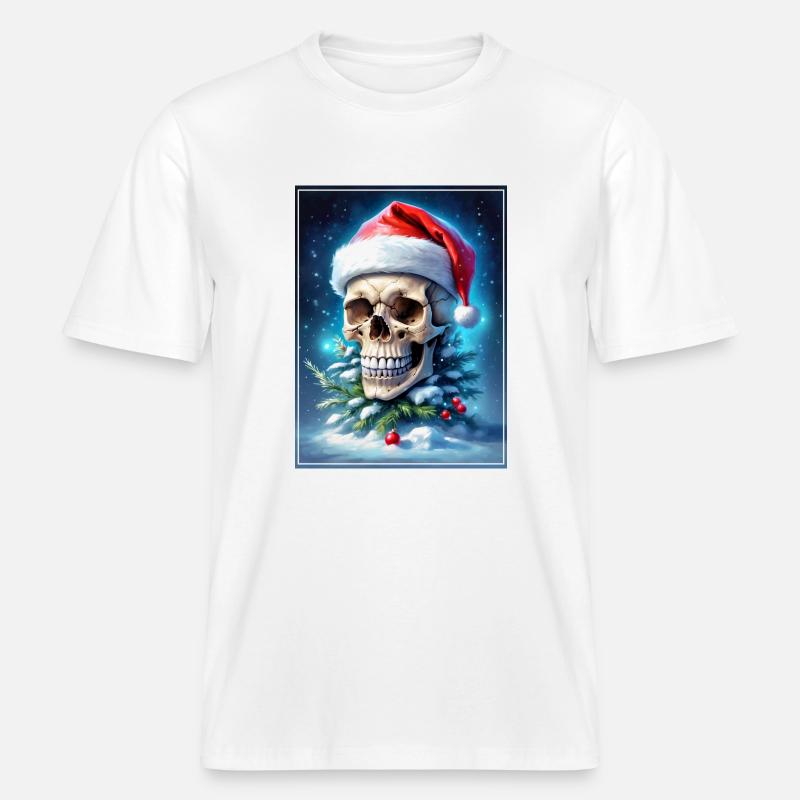 Crâne de Noël 1.6 -  T-shirt unisexe RELAXED FIT en coton bio - blanc