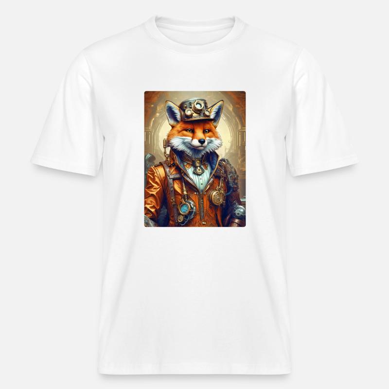 Steampunk Pompier Fox 1.9 -  T-shirt unisexe RELAXED FIT en coton bio - blanc