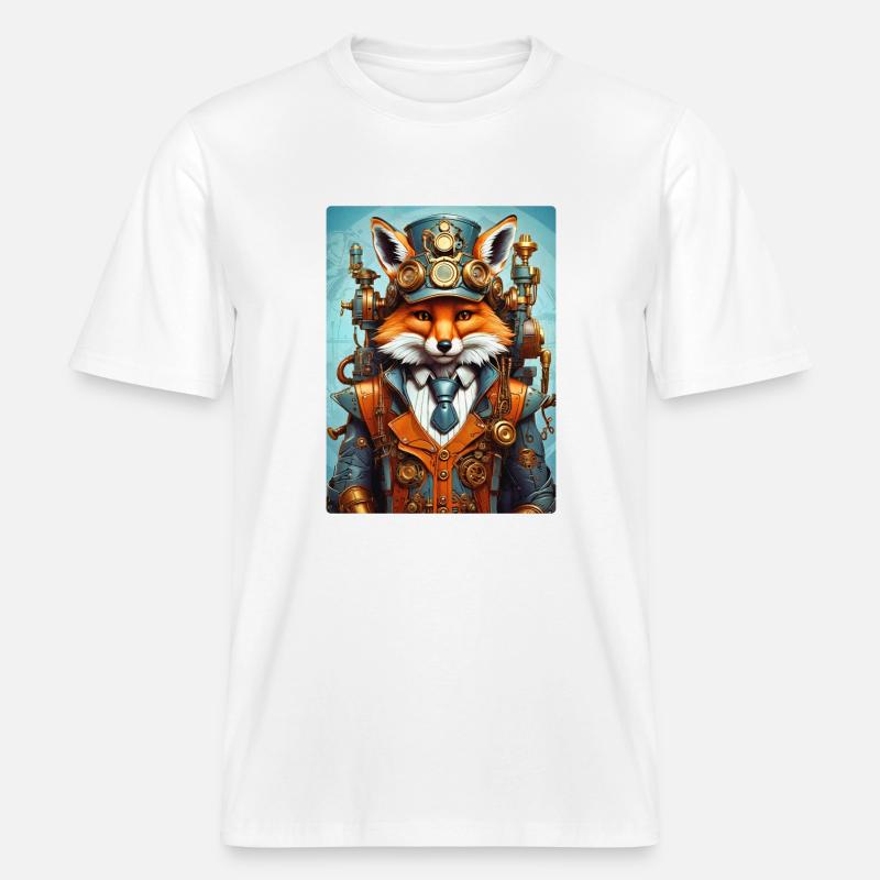 Steampunk Pompier Fox 1.7 -  T-shirt unisexe RELAXED FIT en coton bio - blanc