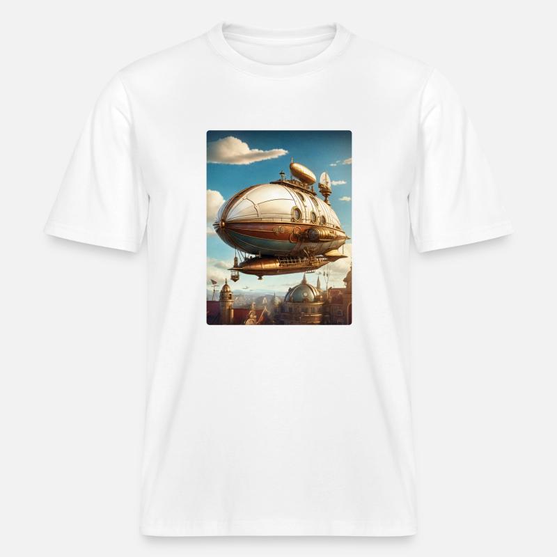 Dirigeable Steampunk 1.9 -  T-shirt unisexe RELAXED FIT en coton bio - blanc