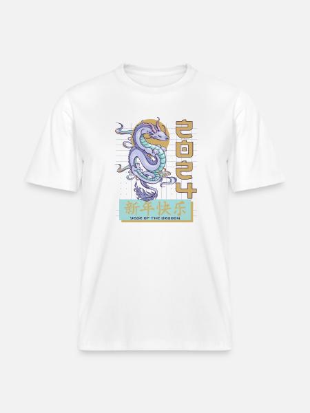 Chinesisches Neujahr Jahr des Drachen 2024 Frauen - RELAXED FIT Unisex Organic T-Shirt - Weiß