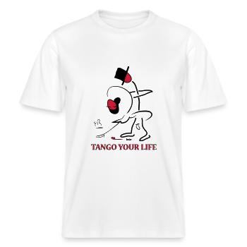 Strichmännchen - GogoLore tango your life -  RELAXED FIT Unisex Organic T-Shirt - Weiß - Vorne - Alina (178cm) & Michal (187cm)