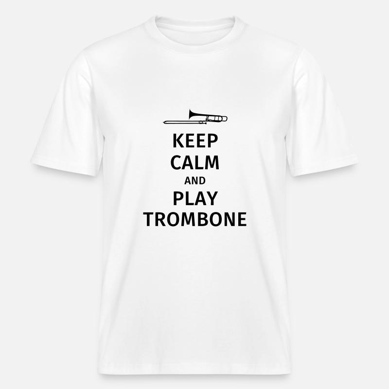 keep calm and play trombone -  T-shirt unisexe RELAXED FIT en coton bio - blanc