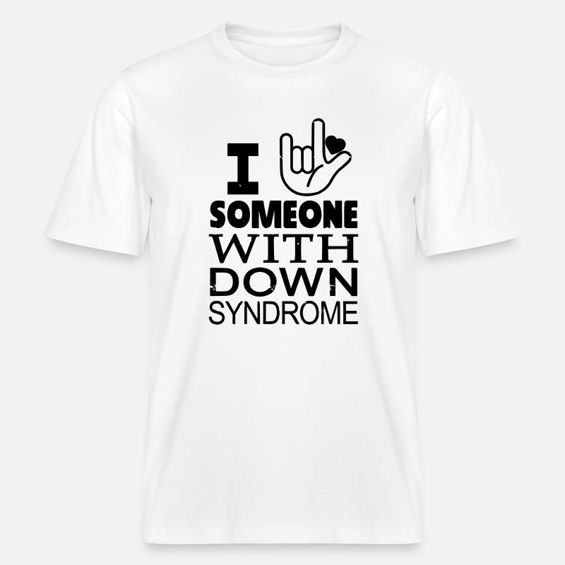 Amoureux du syndrome de Down -  T-shirt unisexe RELAXED FIT en coton bio - blanc