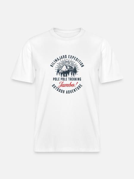 Kilimandscharo-Expedition - Pole Pole Trekking - RELAXED FIT Unisex Organic T-Shirt - Weiß