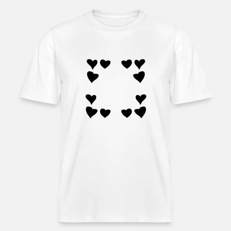 Hearts Pattern Frame Square Heart - RELAXED FIT Unisex Organic T-Shirt - white