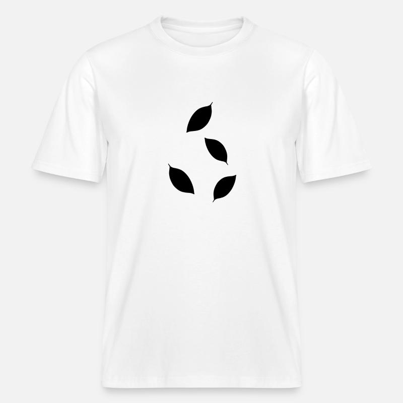 Four Leaves Leaf Icon Pattern - RELAXED FIT Unisex Organic T-Shirt - white