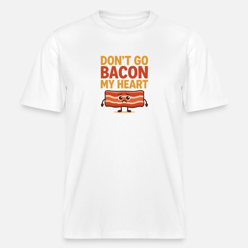 Bacon Heart Graffiti Design -  RELAXED FIT Unisex Organic T-Shirt - white