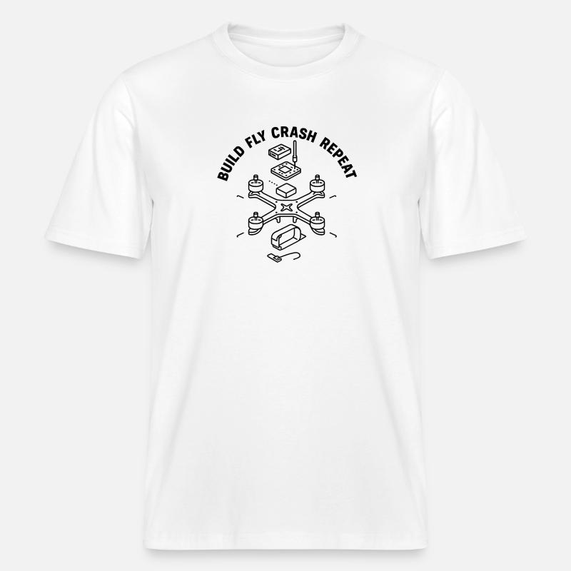 Conception de drones de construction d’aéronefs - T-shirt unisexe RELAXED FIT en coton bio - blanc