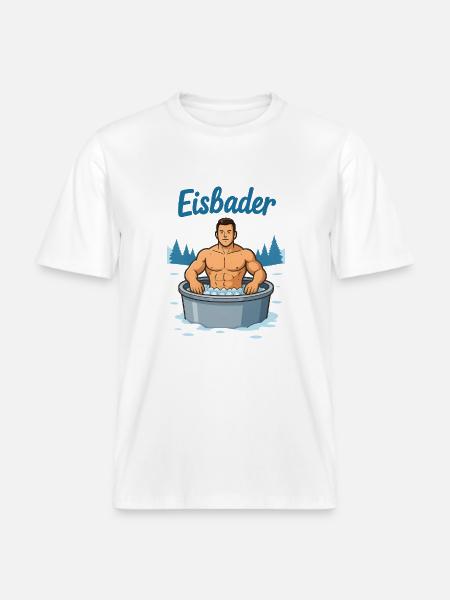 Eisbader Muskelmann im Eisbad -  RELAXED FIT Unisex Organic T-Shirt - white