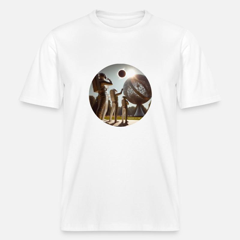 Total Eclipse 04:08:24 Commererative -  RELAXED FIT Unisex Organic T-Shirt - white