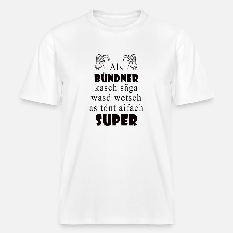 Dialecte des Grisons Super expression -  T-shirt unisexe RELAXED FIT en coton bio - blanc