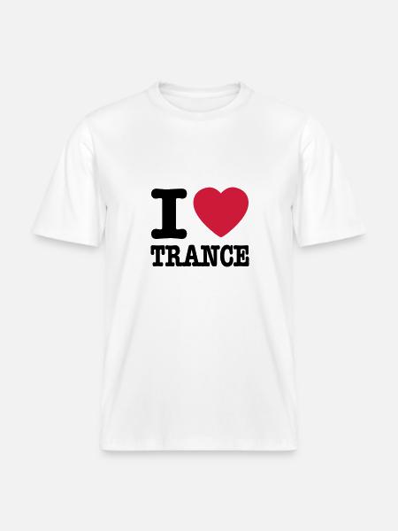 I love trance / I heart trance -  Uniseks RELAXED FIT bio-T-shirt - wit