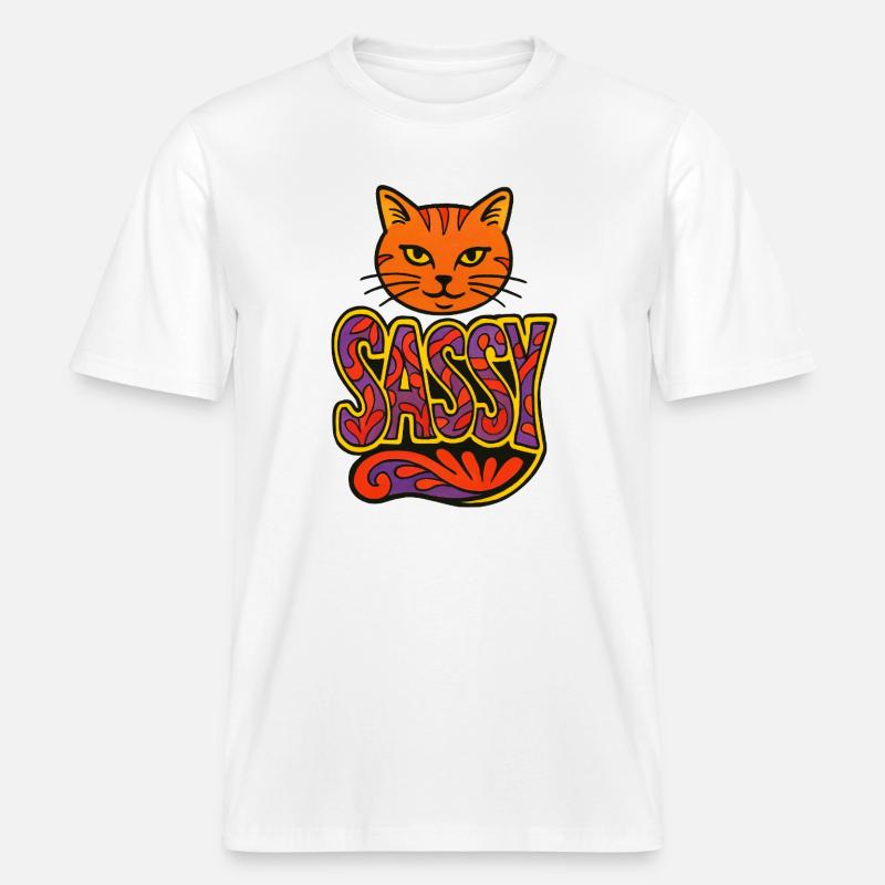 Script psychédélique de Chat Impertinent -  T-shirt unisexe RELAXED FIT en coton bio - blanc