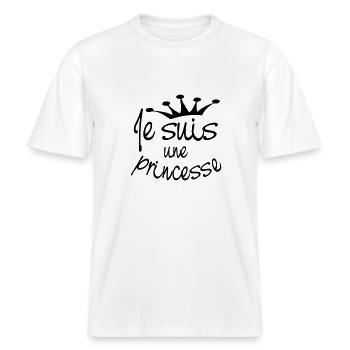 je suis une princesse -  T-shirt unisexe RELAXED FIT en coton bio - blanc - Devant - Alina (178cm) & Michal (187cm)