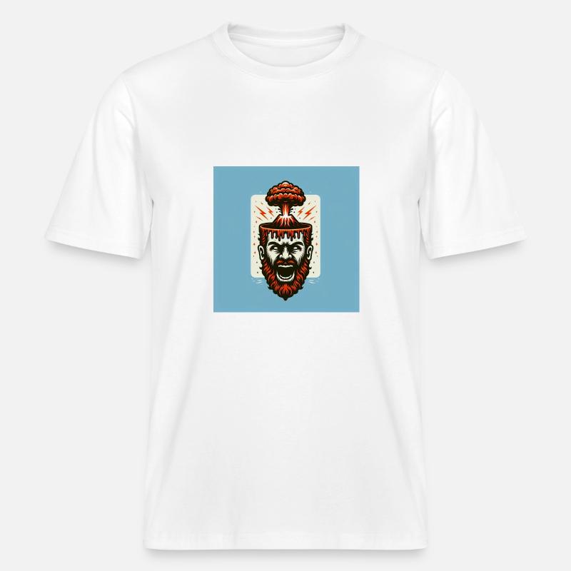 Exploding volcano head design -  RELAXED FIT Unisex Organic T-Shirt - white