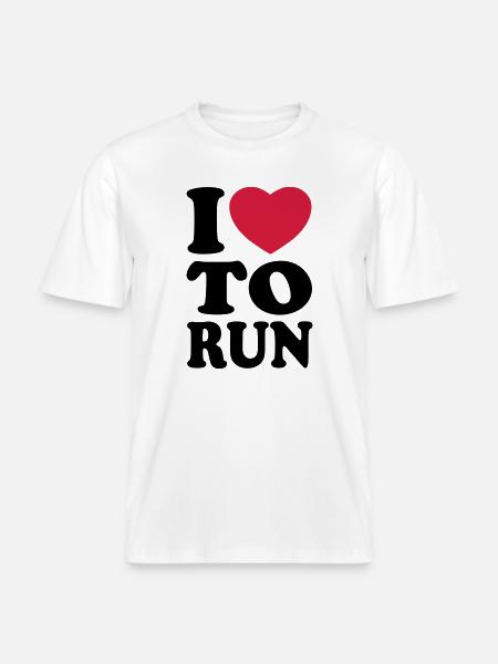 I love to run -  RELAXED FIT Unisex Organic T-Shirt - white