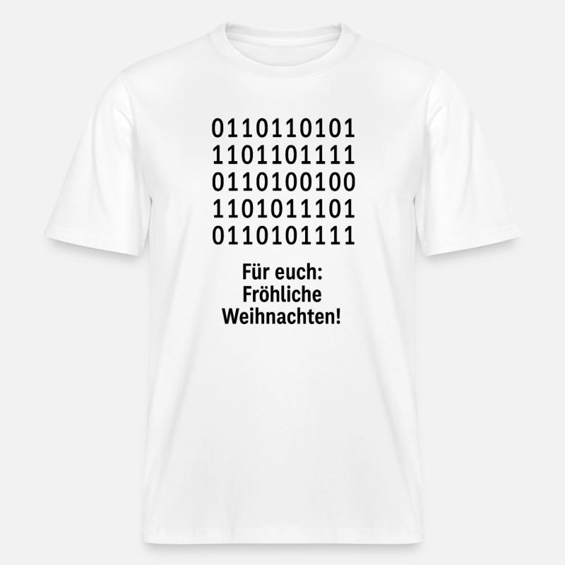 Christmas Code Binary Pattern -  RELAXED FIT Unisex Organic T-Shirt - white