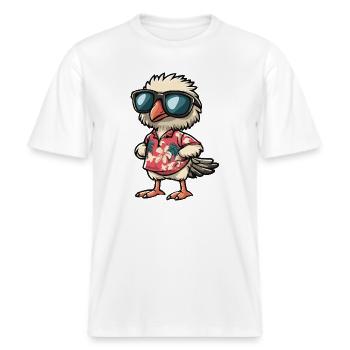 Strauss Comic Holiday -  T-shirt unisexe RELAXED FIT en coton bio - blanc - Devant - Alina (178cm) & Michal (187cm)