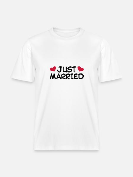 Just Married Wedding -  RELAXED FIT Unisex Organic T-Shirt - white