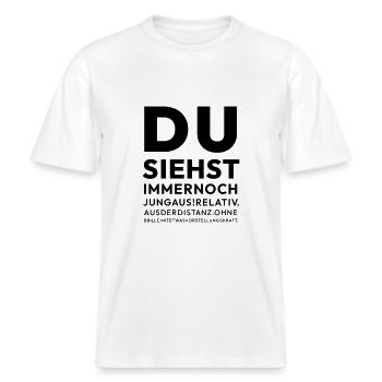 Relativ Jung -  RELAXED FIT Unisex Organic T-Shirt - Weiß - Vorne - Alina (178cm) & Michal (187cm)