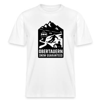 Station de ski d’Obertauern -  T-shirt unisexe RELAXED FIT en coton bio - blanc - Devant - Alina (178cm) & Michal (187cm)