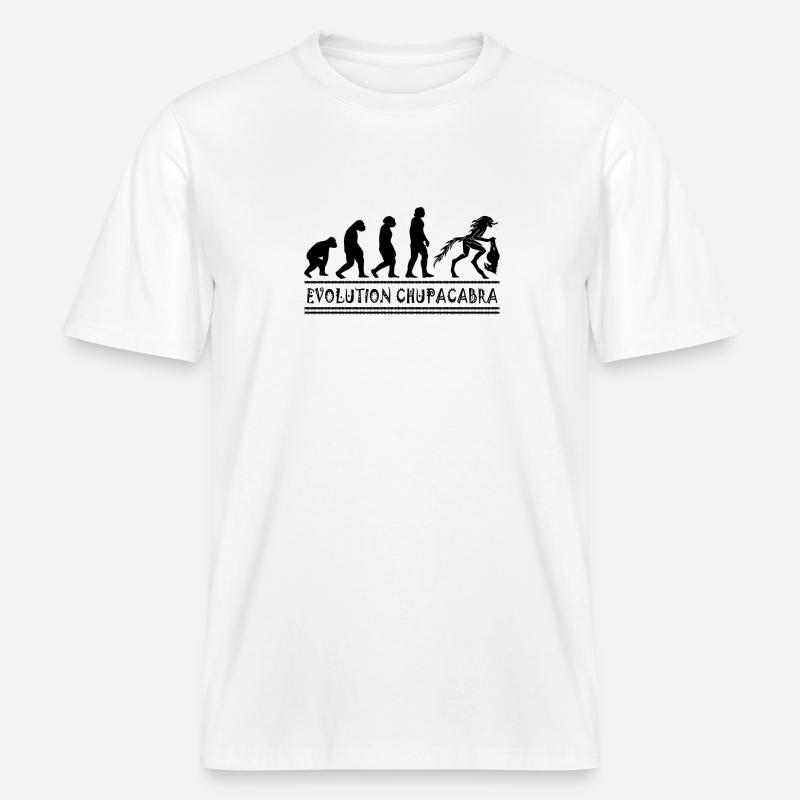Cryptozoologists Chupacabra Creatures Evolution -  RELAXED FIT Unisex Organic T-Shirt - white