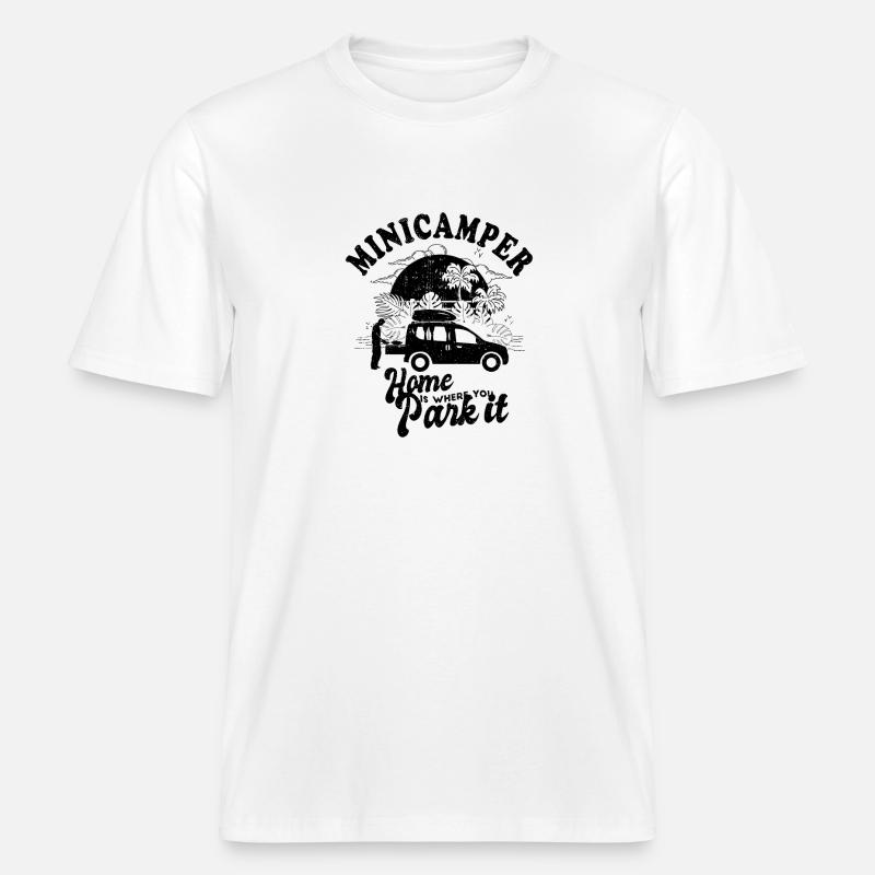 Minicamper Sprüche Camping-Camper Microcamper -  RELAXED FIT Unisex Organic T-Shirt - Weiß