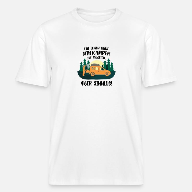 Minicamper SENSELESS Camping-Camper Microcamper -  T-shirt unisexe RELAXED FIT en coton bio - blanc