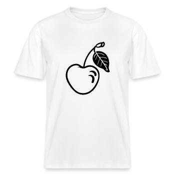 cerise -  T-shirt unisexe RELAXED FIT en coton bio - blanc - Devant - Alina (178cm) & Michal (187cm)